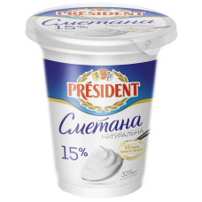 Сметана Президент 15% 300г пл/ст